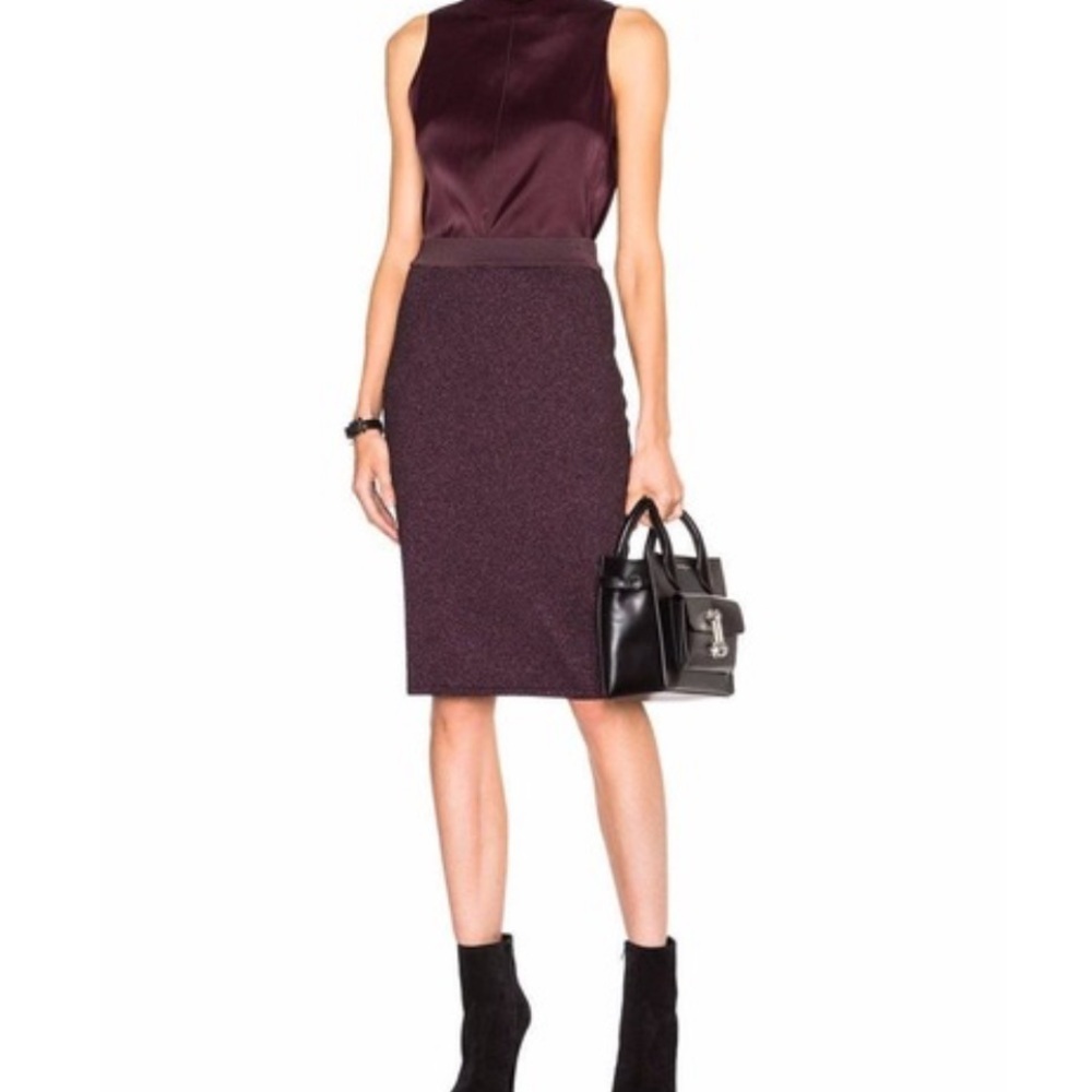 Rag & Bone Marie Metallic Knit Purple Knee Length Skirt